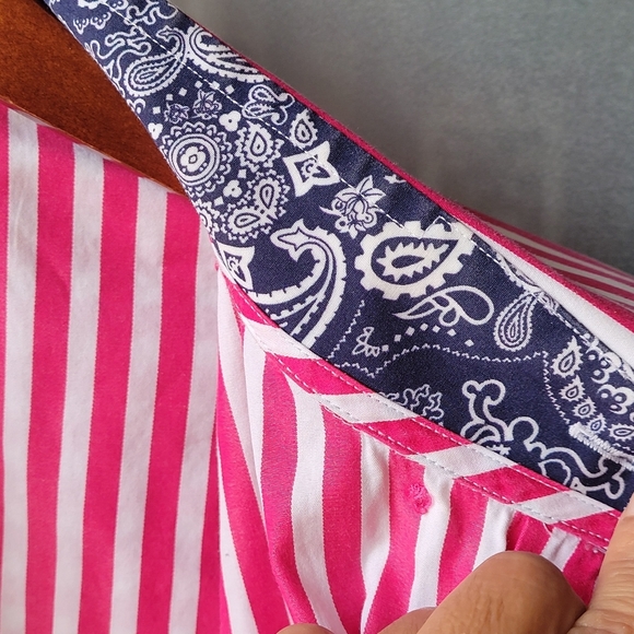 Stone Rose Shirt Men Small Pink Button Up Striped Logo Preppy Dress Shirt * - Picture 7 of 10